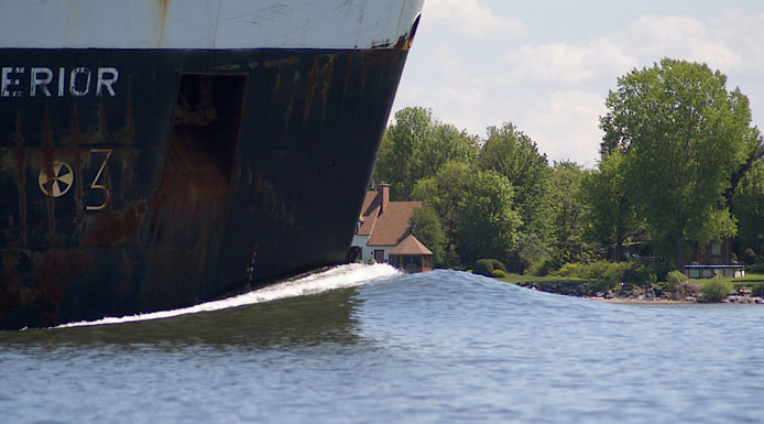 Wave in front of a ship