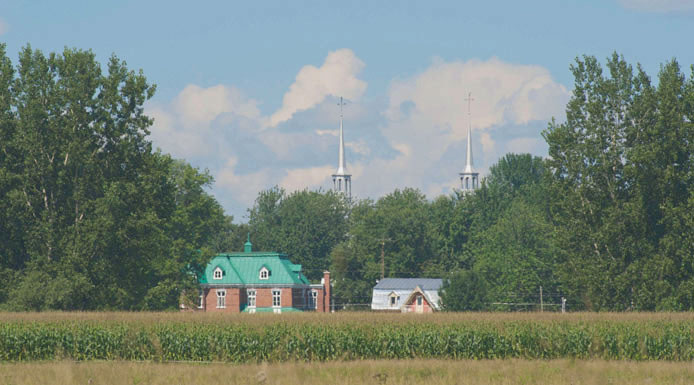 Corn field in front of a church 