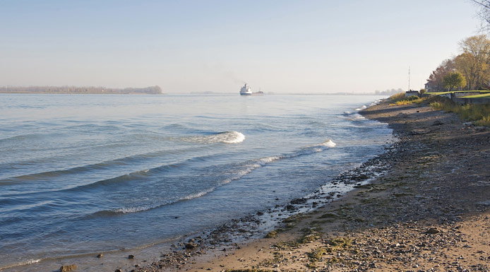 Ship in the waterway near Sainte-Anne-de-Sorel